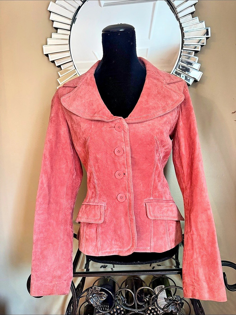 DANIER Pink & Black Leather Jacket Size Small